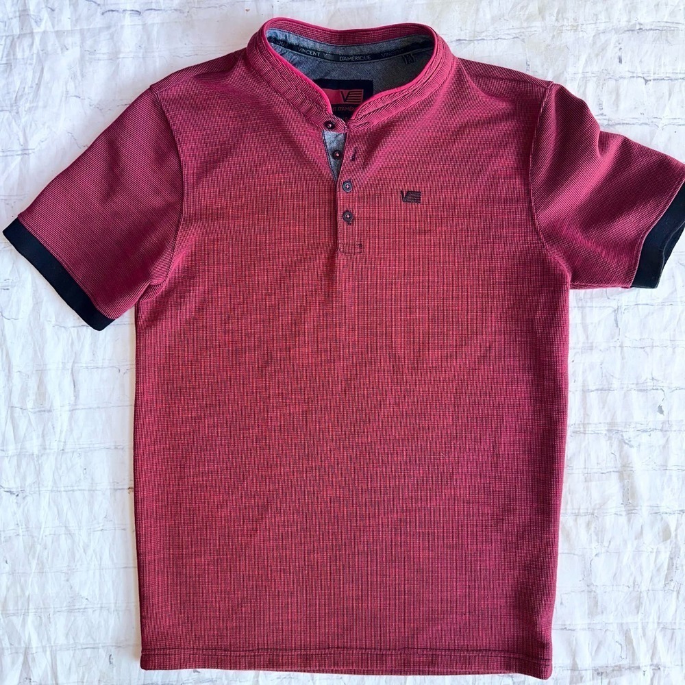 NWOT Men’s Large Vincent D’Amerique SS Checkered 1/4 Button Casual Shirt